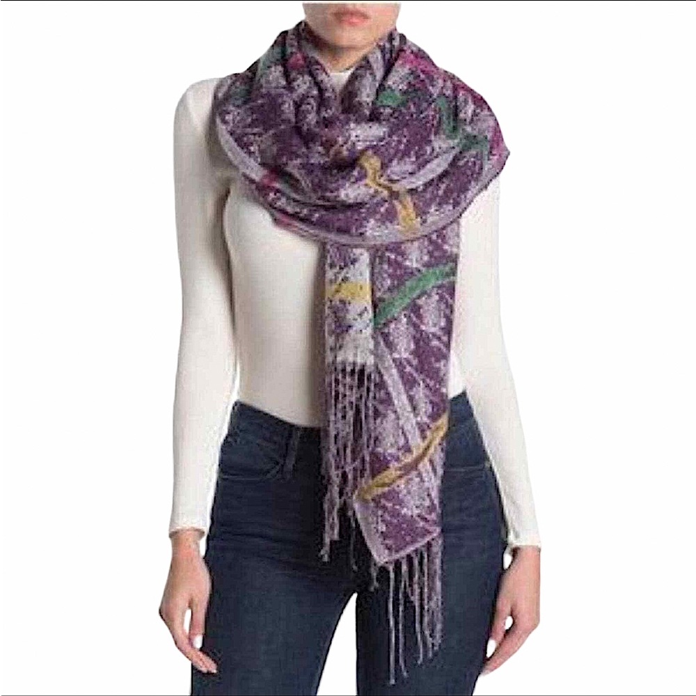 FREE PRESS: NWT Nordstrom Purple Fringe Blanket Scarf